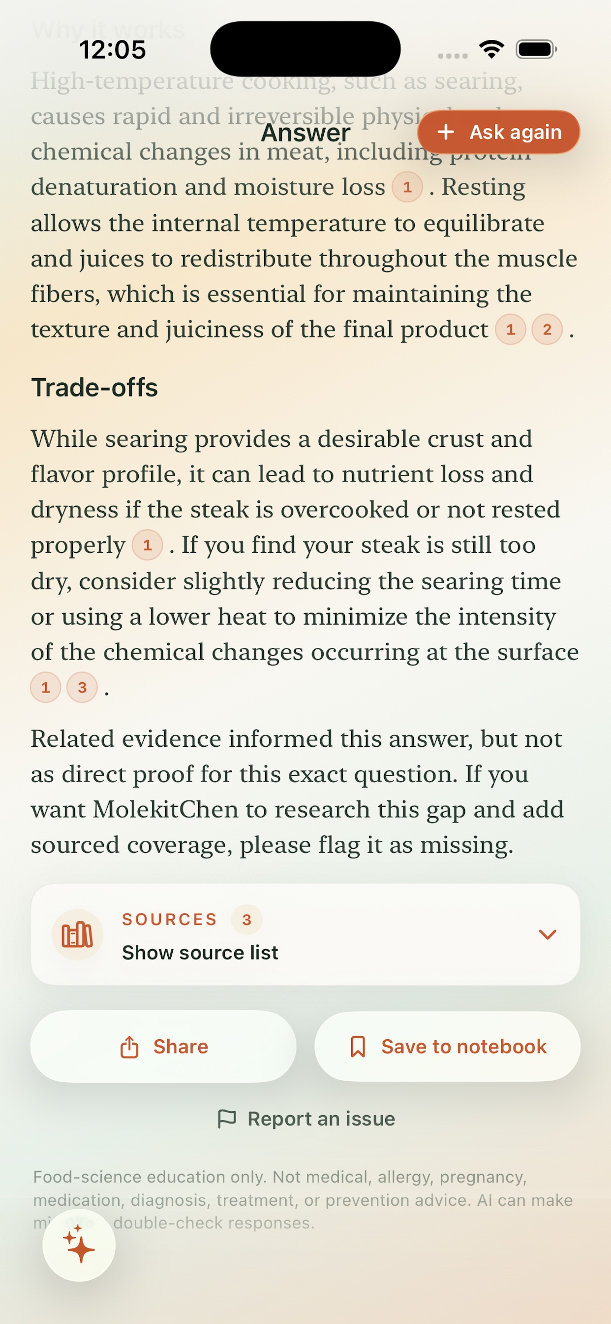 MolekitChen Answer screen with source list entry point